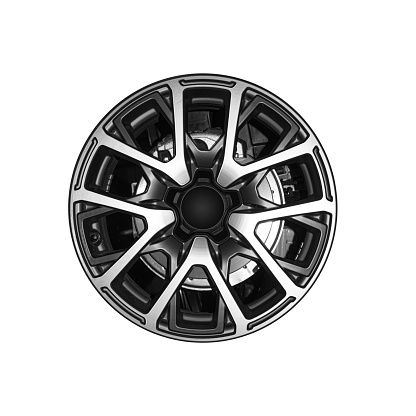 Car alloy wheel isolated on a white background.