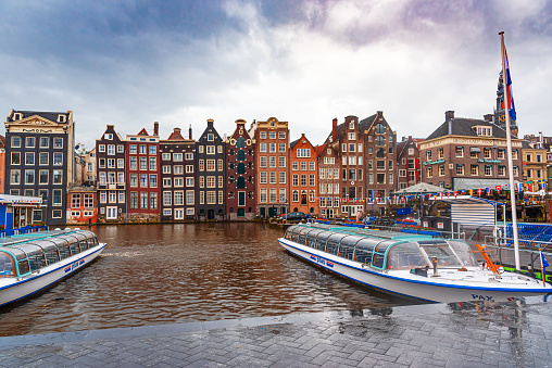 Amsterdam, The Netherlands - September 22, 2015: Rederij Plas is a boat company based in Amsterdam that offers tours and private cruises through the city's canals.