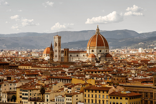 The famous dome of the Santa Maria del Fiore Cathedral in Florence, Italy