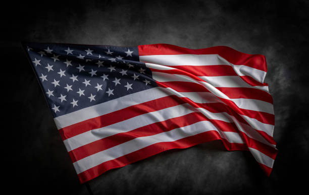American flag on dark background