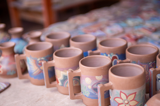 Handcrafted Peruvian Cups ready to be sold