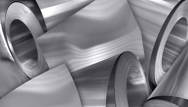 istock stacks of rolled silver aluminum. 1489560624