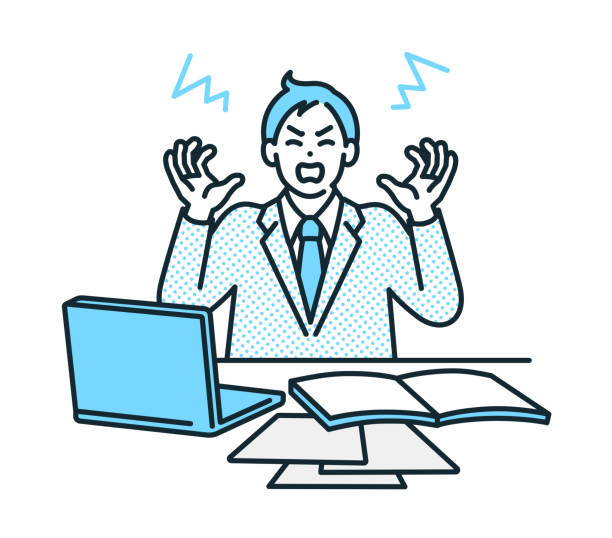 Clip art of man going crazy with dizzying busyness. Illustration of a businessperson who is stressed out at work. Clip art of man going crazy with dizzying busyness. Illustration of a businessperson who is stressed out at work. dizzying stock illustrations