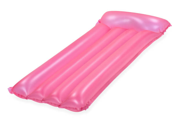 Pink inflatable air matress for swimming pool raft cut out