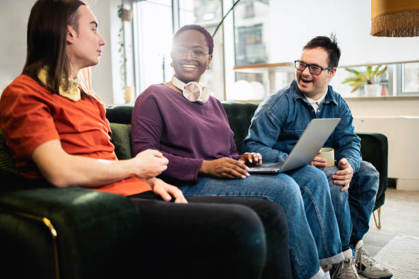 istock Diverse business team freelancing together 1489567387