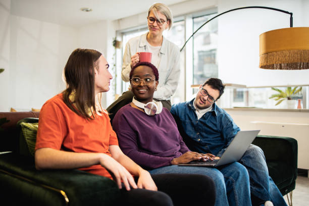 istock Diverse business team freelancing together 1489567392