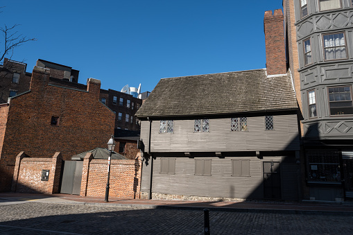 London, UK - 21.11.2023. The Fulham Palace and the Tudor courtyard. It is a Grade I listed building with medieval origins and was formerly the principal residence of the Bishop of London.