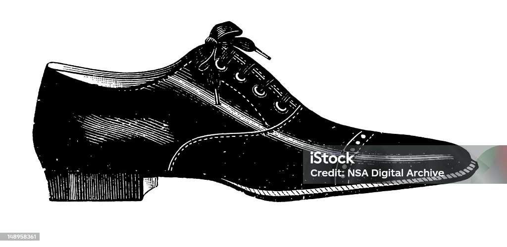 Vintage, illustrazioni e Clip Art/classica scarpa da uomo - Illustrazione stock royalty-free di Calzature