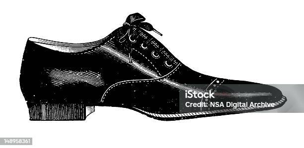 Vintage Clip Art Ilustrações Clássico Sapato Masculino - Arte vetorial de stock e mais imagens de Sapato
