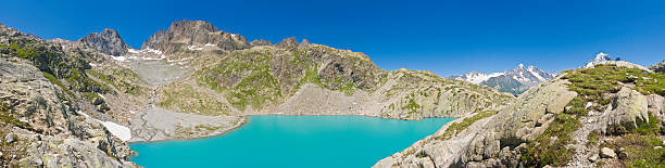 istock Alpine lake mountain peak panorama 148958380