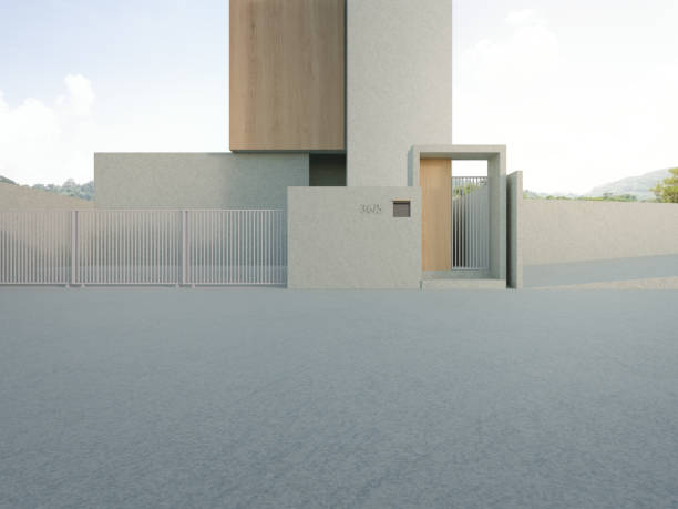 istock House with empty concrete floor for car park. 1489593248