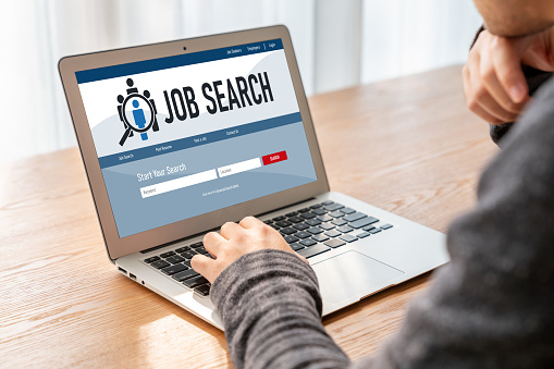 Online job search on modish website for worker to search for job opportunities on the recruitment internet network