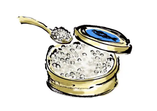Vector illustration of Hand drawn illustration of white caviar