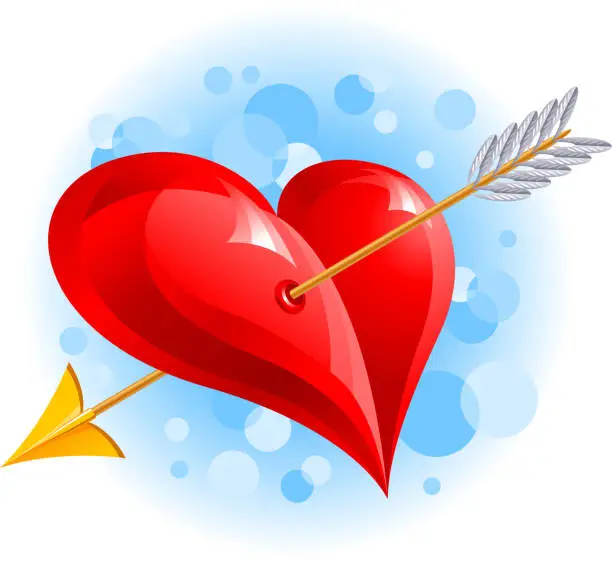 Vector illustration of Valentine's Day, Heart, Arrow