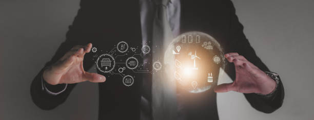 istock engineer holding smart virtual icon,control power generation alternative wind turbine,clean energy concept smart cities sustainability environmental protection Order artificial intelligence technology 1489606090