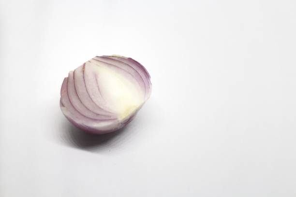 Slice of Red Onion on White Background