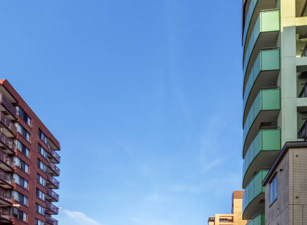 istock Apartment complex and blue sky. Tokyo Japan 1489609296