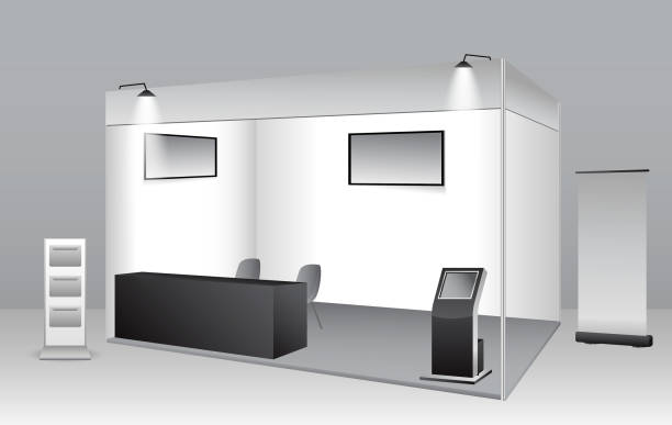 istock set of realistic trade exhibition stand or white blank exhibition kiosk or stand booth corporate commercial. eps vector 1489620807