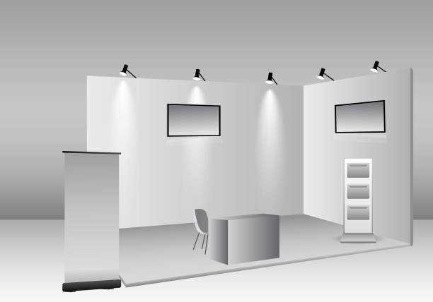 istock set of realistic trade exhibition stand or white blank exhibition kiosk or stand booth corporate commercial. eps vector 1489621318