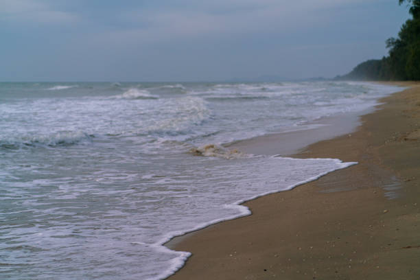istock Sea beach wave coastline with sand on empty beach 1489621762