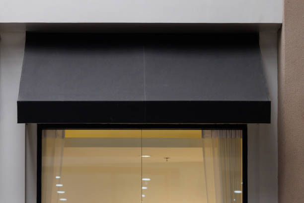 istock black awning canvas of the store window. sunblind roof. 1489633394