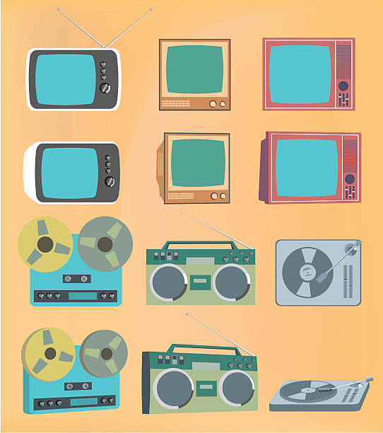 ilustraciones, imágenes clip art, dibujos animados e iconos de stock de técnicas de retro - retro revival music audio cassette old