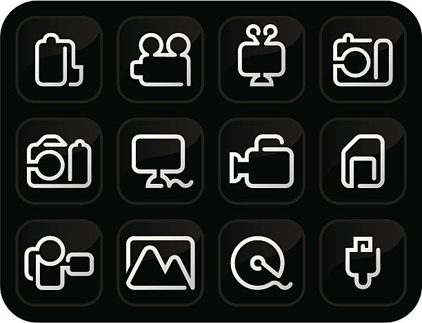 photo and video icons / one line series http://www.markoradunovic.com/istock/onelineseries.jpg kinematics stock illustrations