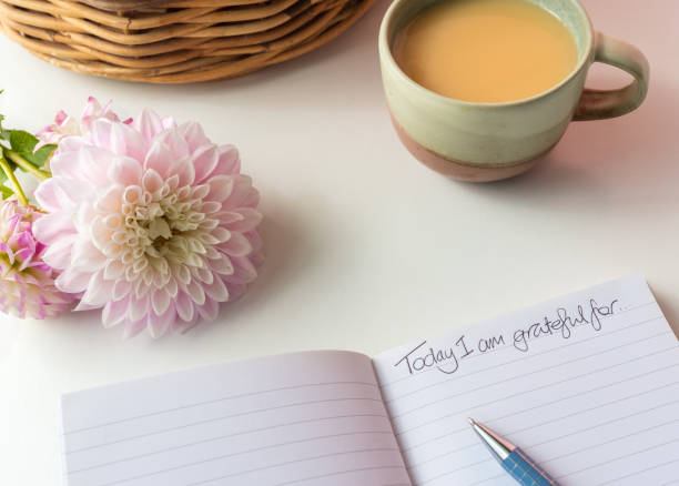istock High angle closeup of notebook page with 