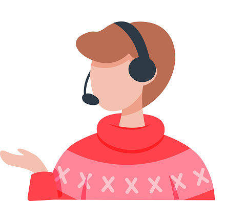 Man in headphones listening to audio program. Online meetup, video conferencing. Concept of an online meeting, communication. Business team work, education, work from home, teleconference technology