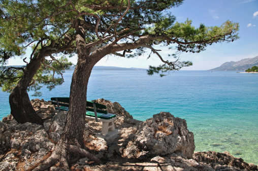 idyllic Place at the Promenade of Brela,Makarska Riviera,Dalmatia,Croatia