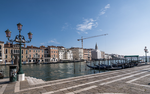 Venice, Italy - April 26, 2023: High resolution. View across Canal Grande from Salute.