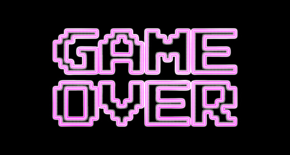 Neon effect poster with the word game over