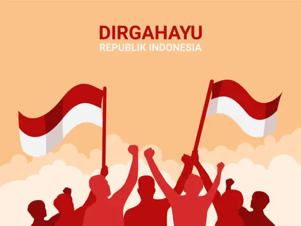 Vector illustration of Poster Illustration of Indonesia Independence Day Flat Design background vector