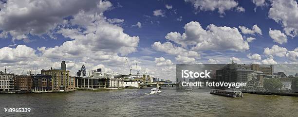 London Thames Big Sky Cityscape Stock Photo - Download Image Now - Architecture, Blue, Bridge - Built Structure