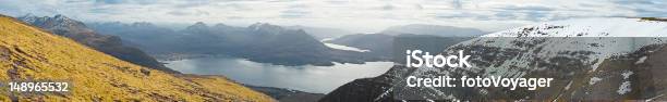 Loch Torridon Dramatic Peaks Panorama Stock Photo - Download Image Now - Beauty In Nature, Cloud - Sky, Cloudscape