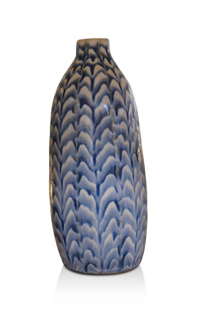 istock blue ceramic vase on white background, object, vintage, retro , nature, copy space 1489655495