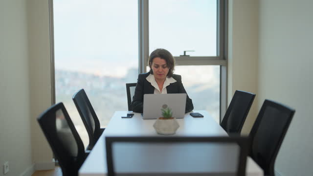 Businesswoman working in her office
