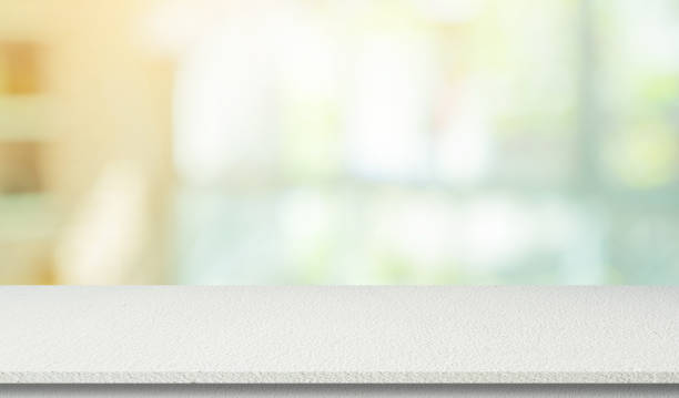 blur inside interior on modern room with cement tabletop shelf for show or advertise or promote product and content on display and web design element concept