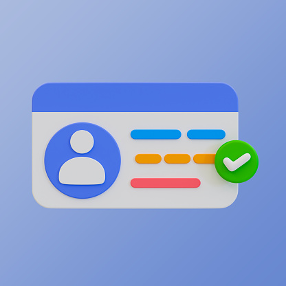 Authentication Code Id Card 3d Minimal Identity Verification User Authorization Id Card Approved Id ...