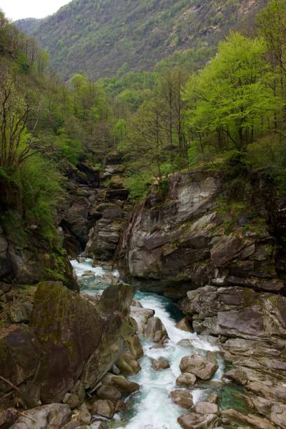 verzasca valley - ticino canton stone switzerland water photos et images de collection