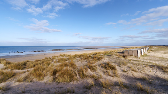 Sand dunes  of Bricqueville-sur-Mer village in the Cotentin coast