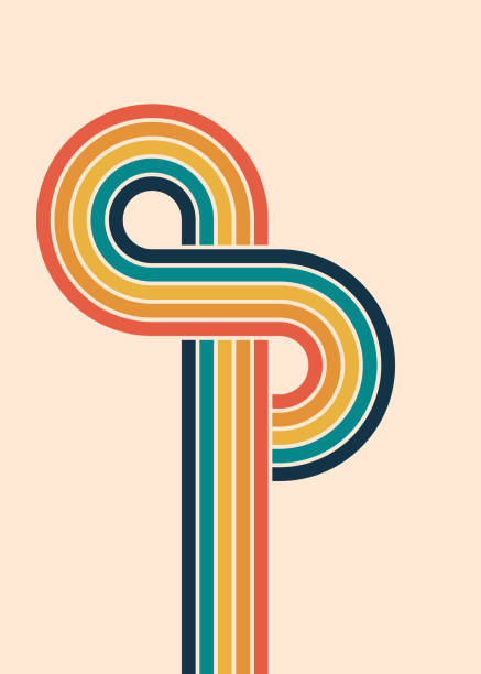 Retro stripes ampersand. Vintage 70s colorful lines background. Old fashioned cover poster. Copy space. Infinite rainbow intersection or crossing. Eternity loop. Groovy backdrop. Vector illustration cool crosses stock illustrations
