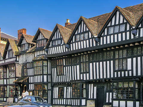 Street with historical houses in Stratford-upon-Avon, England