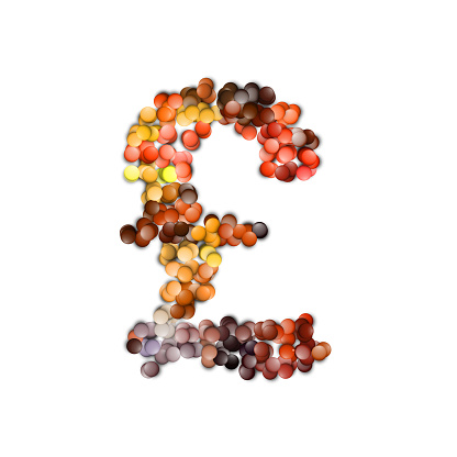 set of symbols made of multicolored granules, 3d rendering, pound sign