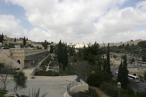 Jerusalem old city walls skyline