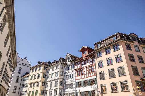 A beautiful scenery of the city skyline in different atmosphere.\nCute cities in Switzerland, old town view.