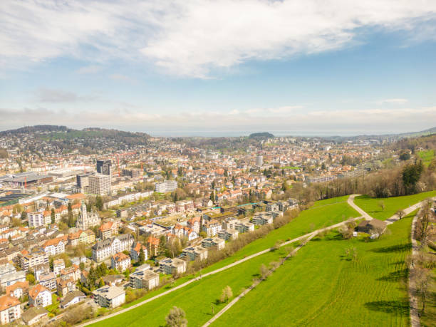 Drone view of St Gallen, Switzerland
