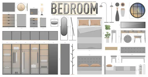 Vector illustration of Bedroom Vector Set