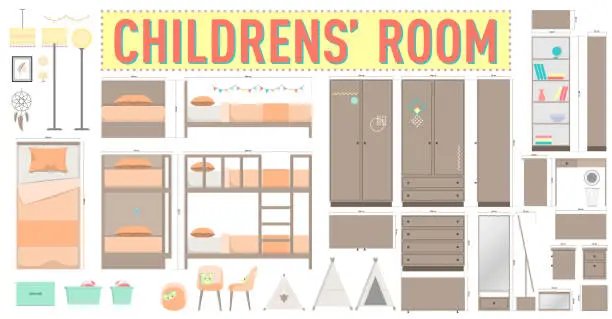 Vector illustration of Children's Room Vector Set