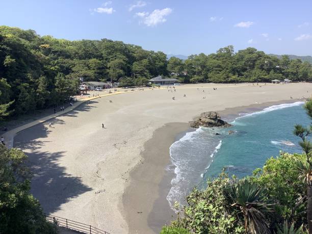 praia de katsurahama de frente para o oceano pacífico na cidade de kochi, província de kochi - cidade de kochi japão - fotografias e filmes do acervo